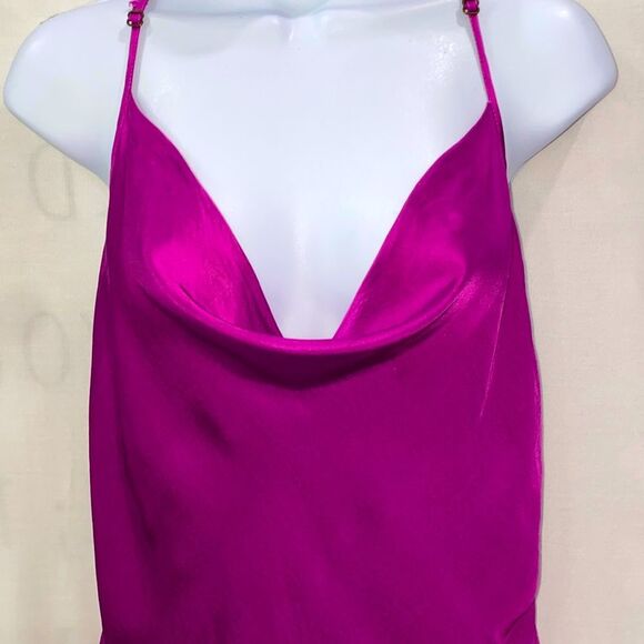 Young Fabulous & Broke Sweetie Tank Halter Top Deep Magenta Silky Drape Size M - Picture 5 of 11